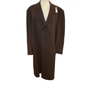 Jos. A. Bank Men’s 50R Chocolate Brown 100% Merino Wool Overcoat Long Dress Coat